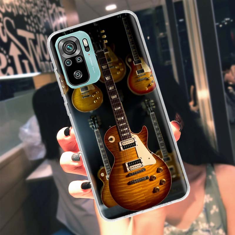 Retro Rock Music Electric Guitar Phone Case For Xiaomi Poco M6 X7 X6 X5 Pro X4 X3 GT F7 Mi F6 F5 F4 F3 F2 M5 M5S M4 F1 M3 Cases