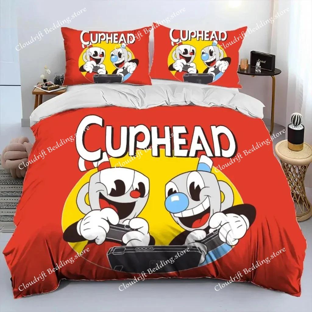 Cartoon Cuphead Show Pościel Zestaw Chłopcy Dziewczęta Twin Queen Size Poszewka na kołdrę Poszewka na poduszkę Łóżko Dzieci Dorosły Moda Dom Tekstyliaextile