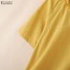 ZANZEA Women Casual Round Neck Solid Color Short Sleeve Blouse