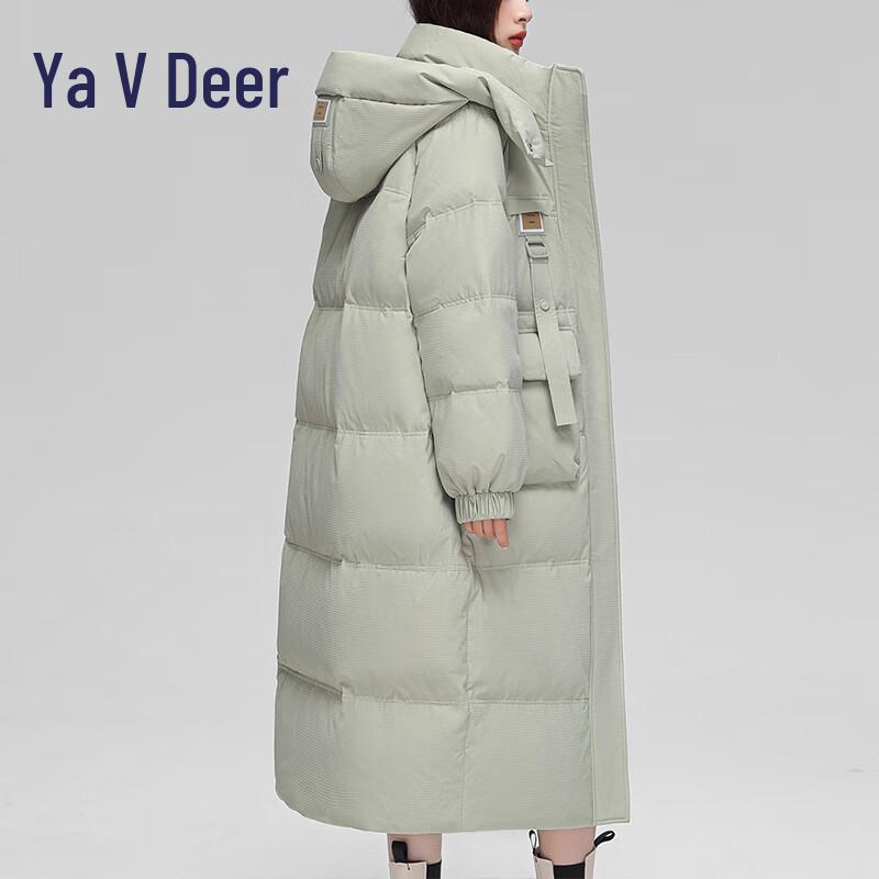 Yalu EE Women's Long Loose Fit Detachable Hood Down Jacket