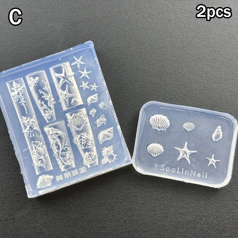 3D Silicone Carved Shell Conch Nail Art Mold Ocean Style Soft Silicone Nail Design Template DIY Nail Accessories for Salon