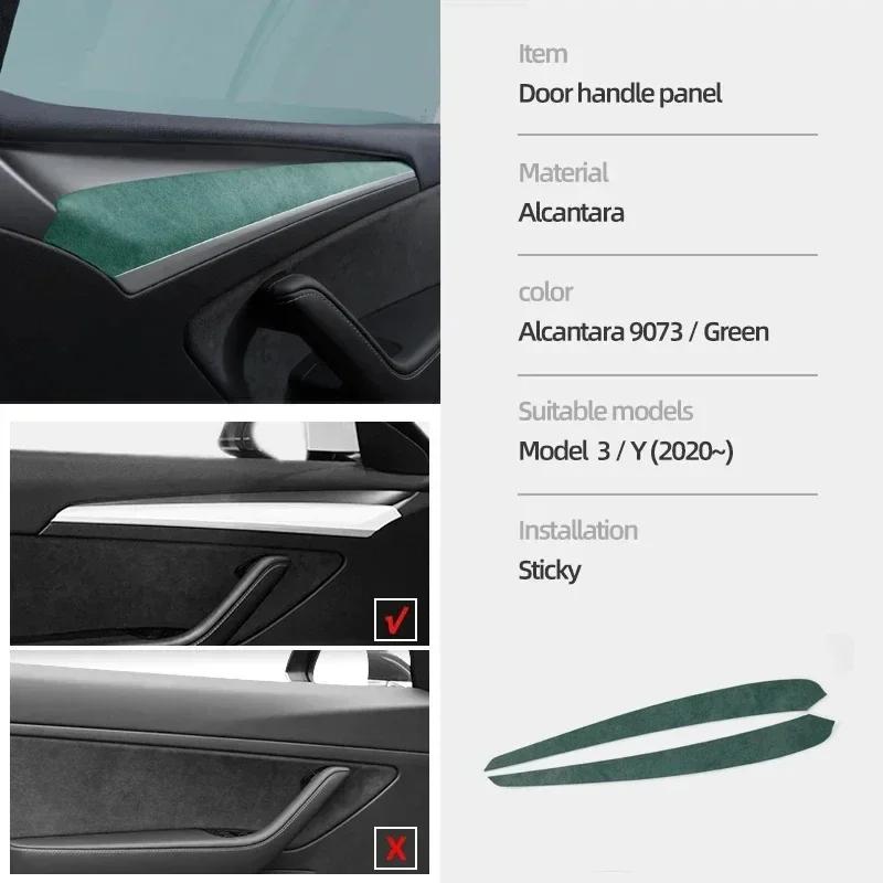 For Tesla Model Y Model 3 2019-2022 Made of Alcantara Dashboard Door Panel Trim Strips Instrument Stickers Car Inteior Accessory