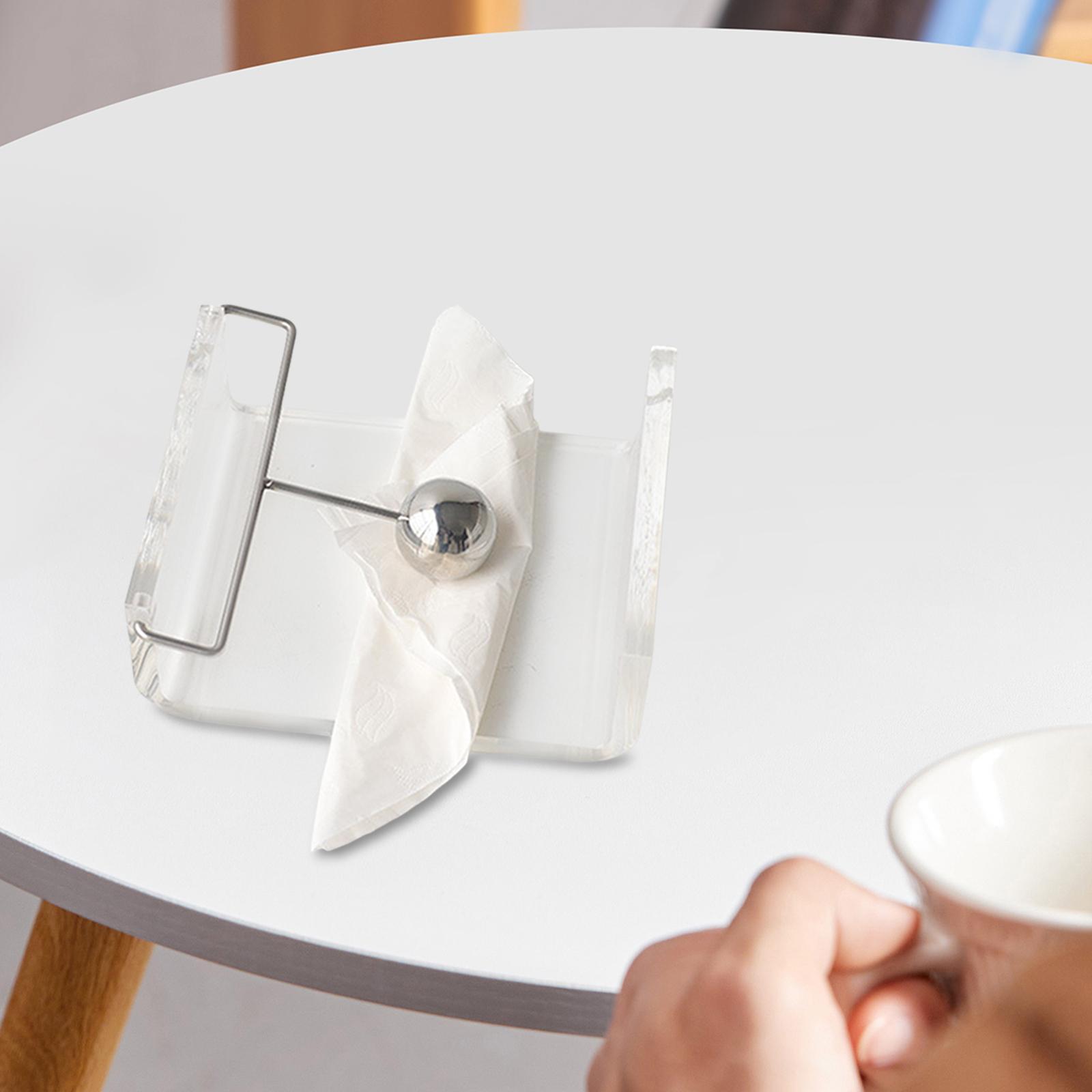 

Acrylic Napkin Holder Trnsparent Desktop Napkin Stand with Weighted Arm for Bar Home Kitchen Countertop Dining Table Bathroom чистый