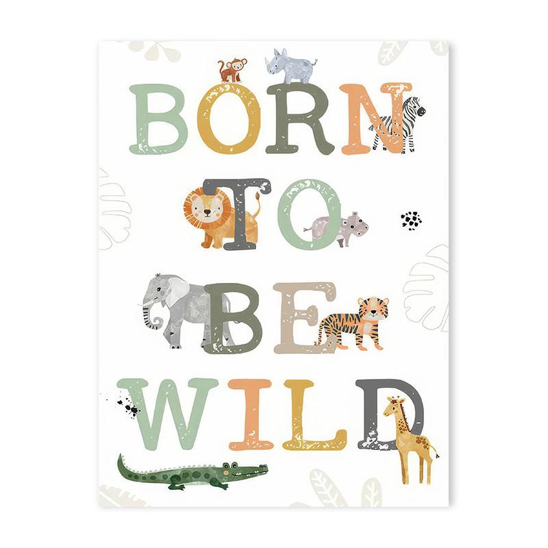 Jungle Animals Canvas Poster Lion Zebra Elephant Canvas Print Painting Decor Kids Bedroom Wall Art Print Pictures Nursery Decor