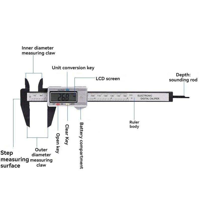 0-150mm High Strength Plastic Student Home Woodworking Gap Play Measuring Calipers Electronic Digital Calipers