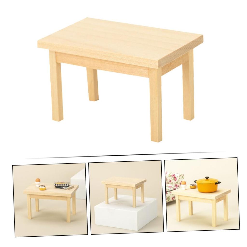 NOLITOY Mini Domek dla Lalek Drewniany Stół Model Mebli Mini Biurko Figurka Dom Stół Figurka Meble Drewniany Model Drewniany Mini