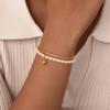 Double Layer Stacked Bracelet Stainless Steel Gypsophila Chain Imitation Pearl Ball Bracelets For Women Gold Color Jewelry