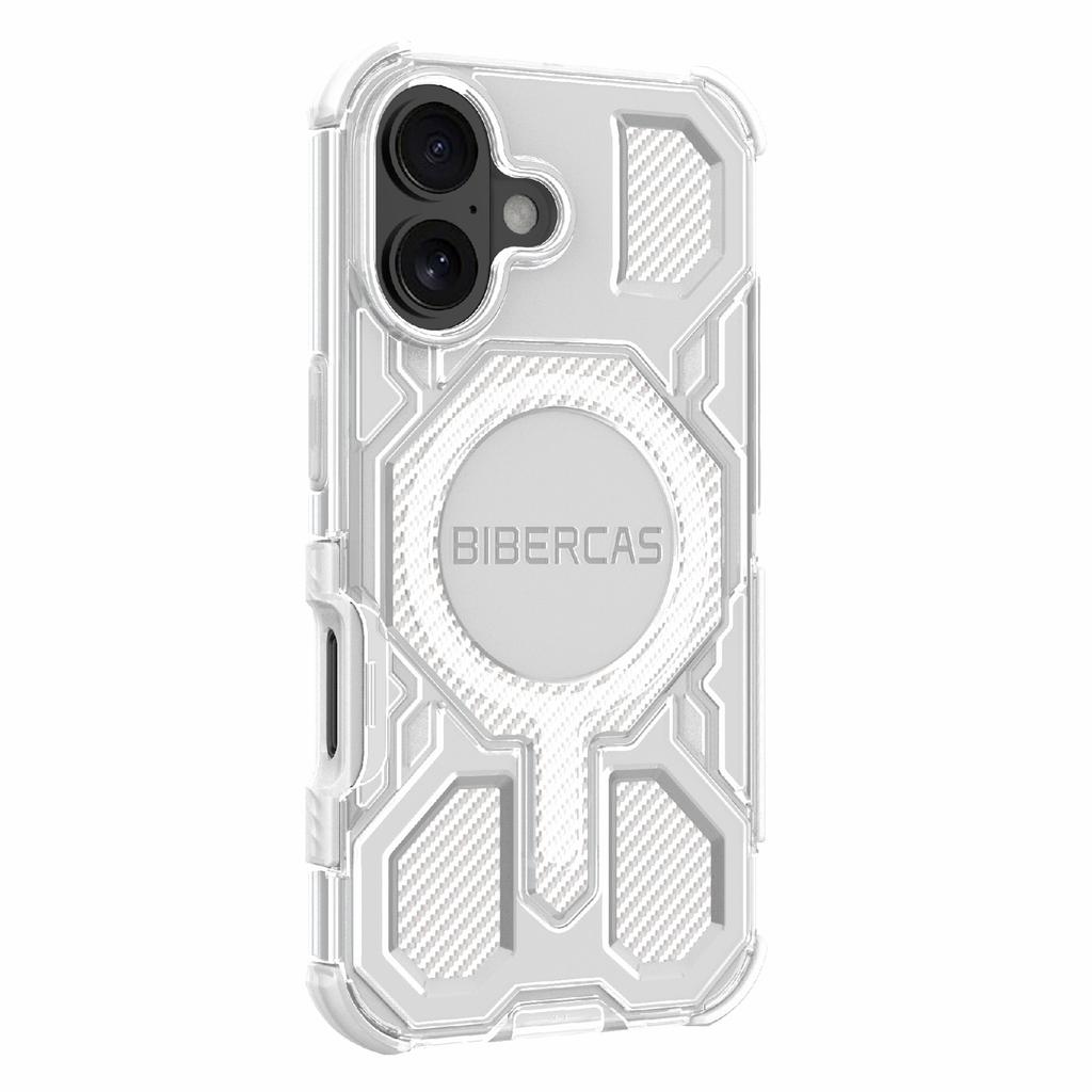 BIBERCAS J-16 Transparent Series For iPhone 16 Case Compatible with MagSafe TPU+PC Phone Cover