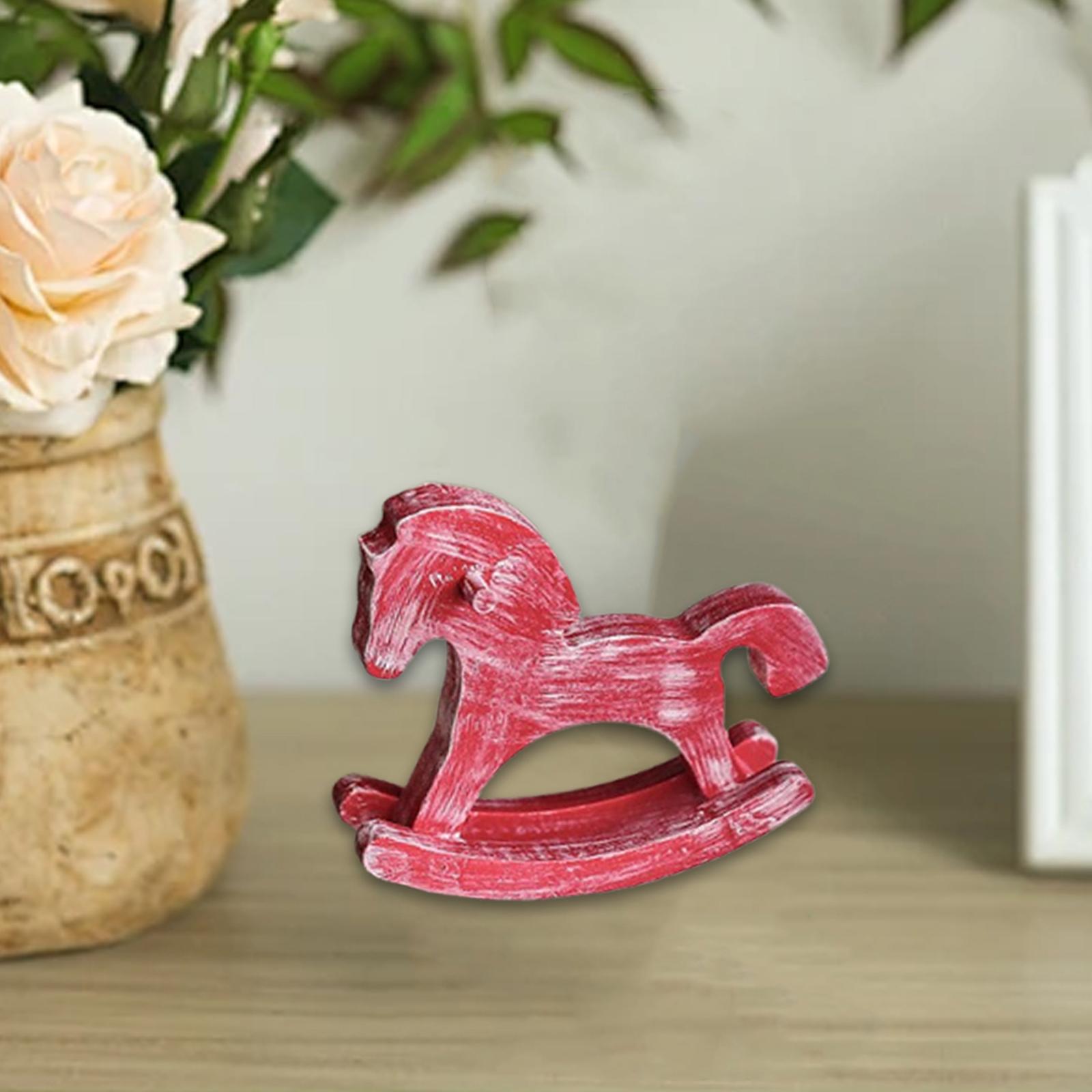 

Wooden Rocking Horse Table Decoration Craft Centerpiece Ornament Art Furnishing Collectible Small Rocking Horses Figurine червоний