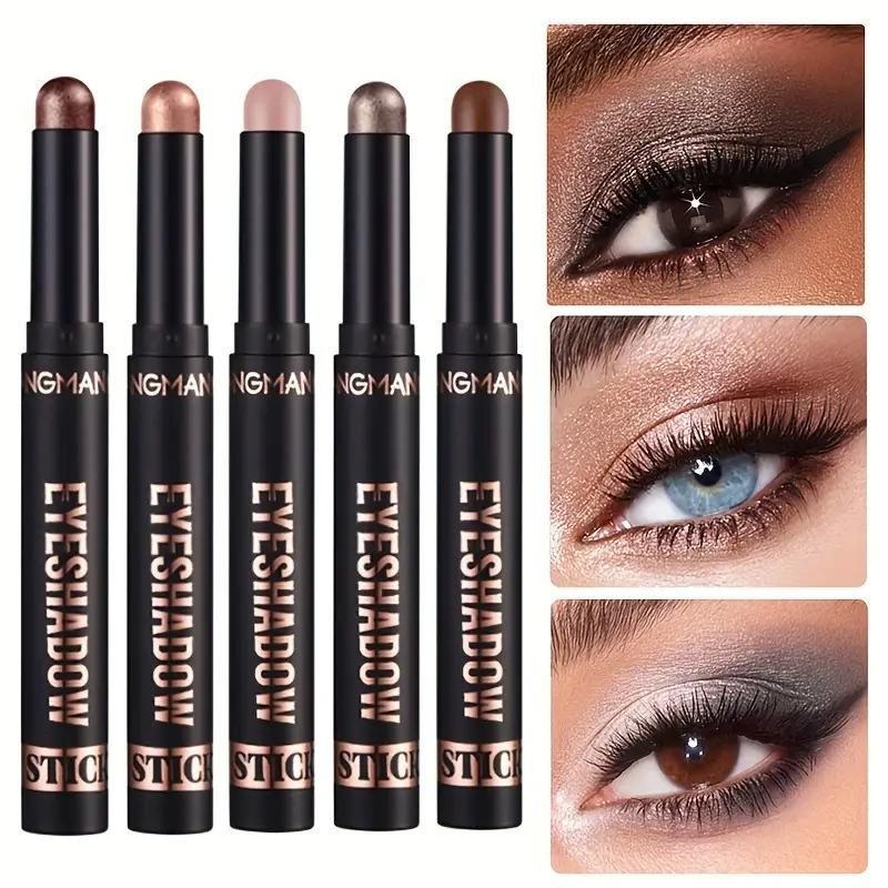 8 Colors Pearly Eyeshadow Stick Pearly Glitter Matte Finish Eyeshadow Highly Pigmented Long Lasting Waterproof Eyeshadow Stick