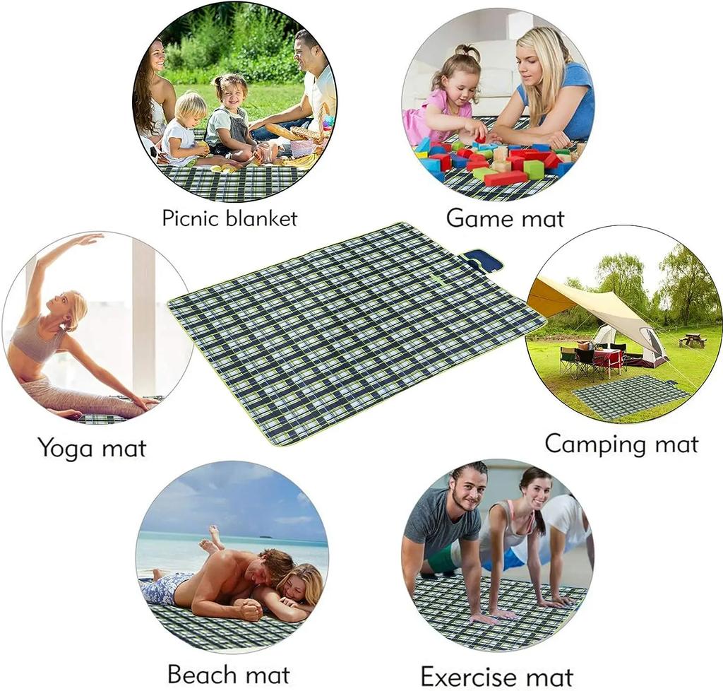 Wasserdichte Outdoor-Picknick-Matte Camping Strandmatte Plaid Tragbare Wanderreise Schlafdecke Klappgrünland Pad Teppich