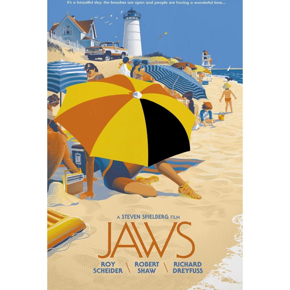 Berühmte Amerikanische Klassische Horror Jaws Filmplakate Retro Küstenstadt Drucke Leinwandmalerei Wandbilder Heim Wohnzimmer Dekor