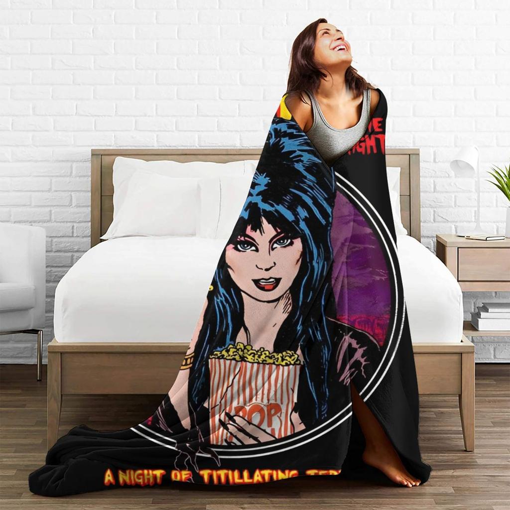 Elviras Mistress Of The Dark Movie Flannel Blanket Goth Queen Super Soft Throw Blanket for Couch Chair Bedspread Sofa Bed Cover
