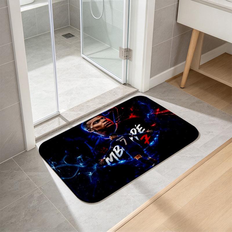 Kylian Mbappe Flannel Kitchen Mat Christmas Soft Area Rug Non Slip Floor Carpet Home Decoration