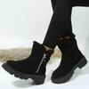 Fashion Women's Snow Boots Fur Element Winter Season Mid-Tube Plus Velvet Thickened Warm Cotton Shoes Integrated Platform Female Booties