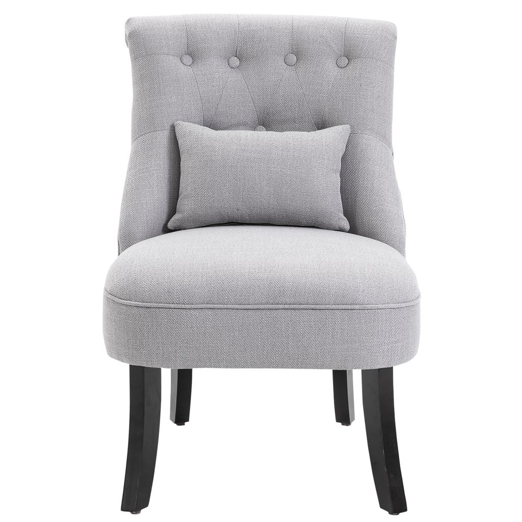 Armchair Living Room Relaxing Chair Lounge Chair Resting Chair with Back Cushion, Wooden Legs, Reading Chair with Linen Look