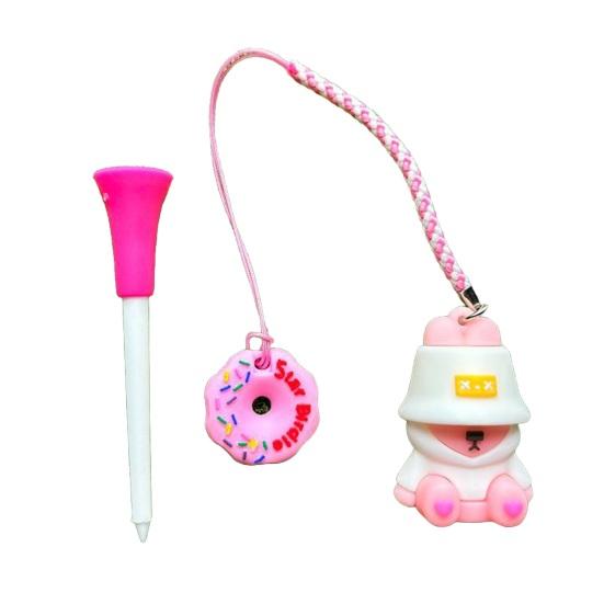 Cartoon Anti Lost Golf Tee Hanger with Tee Plastic Donut Design Golf Tee Ring with Strap Loss Prevention Golf Tee Holder for Men Women Golfers