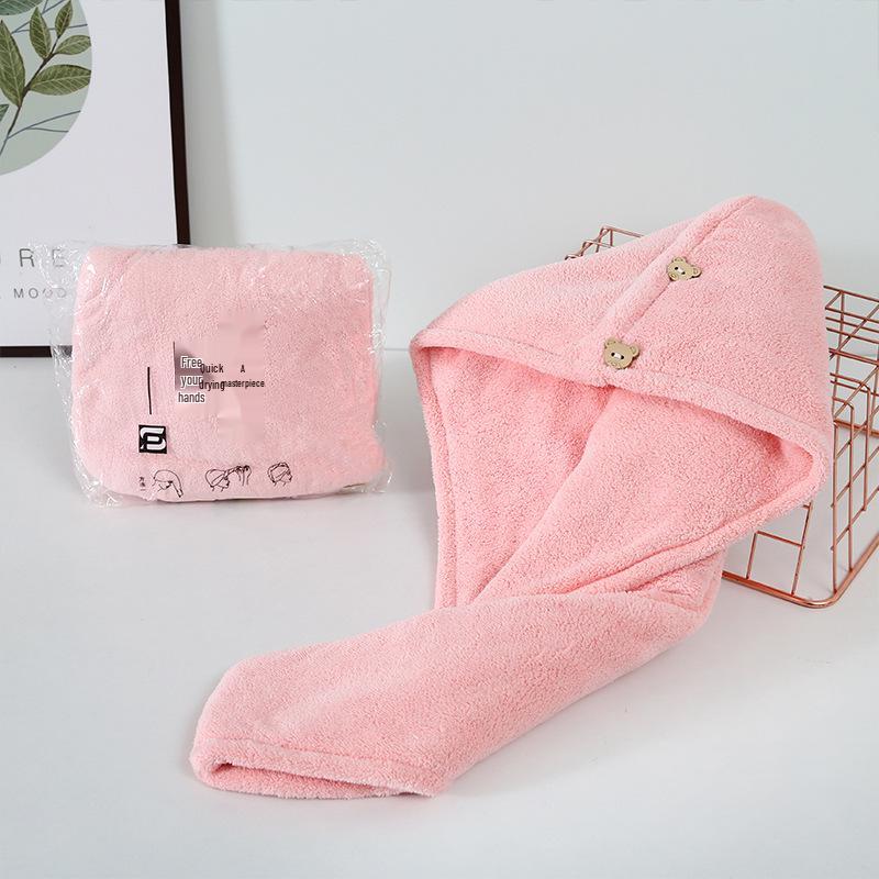 Quick-Drying Double-Layer Hair Drying Cap - Thick, Super Absorbent Coral Fleece Bath Towel