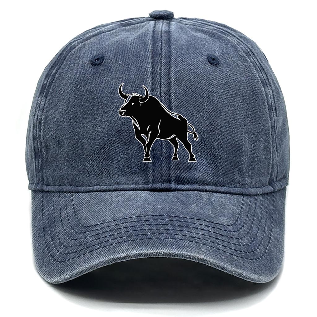 Unisex Snapback Baseball Hat Bull Print Hats For Man Raw Brim Adjustable Buckle Adjustable Caps Ideal Choice For Men And Women