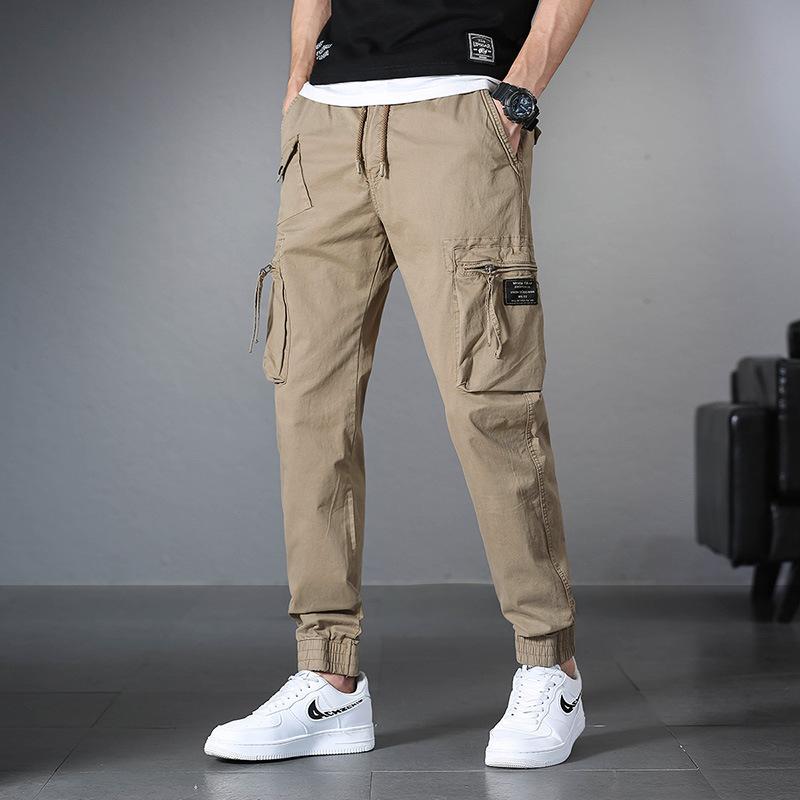 New Men's Fashion Multi-pocket Drawstring Overalls Elastic Loose Outdoor Versatile