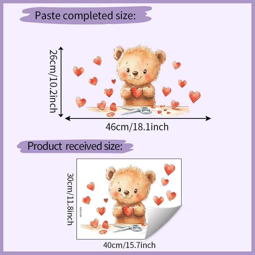 

Cartoon Bear Heart Valentines Wall Sticker Self-Adhesive Removable Bedroom Living Room Hallway Home Decor Art 30x40CM разноцветный