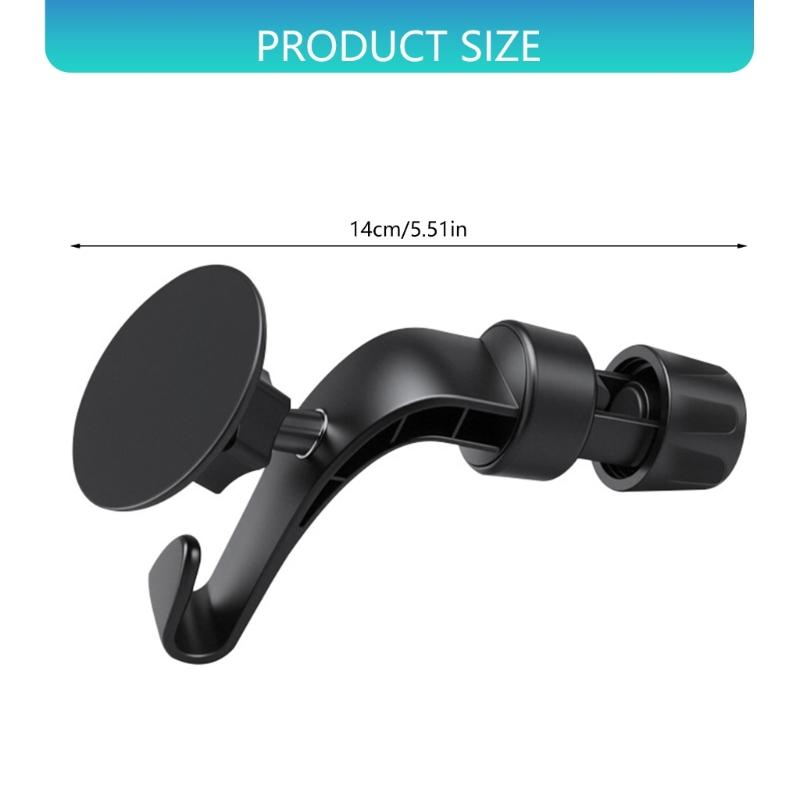 Magnetic Car Seat Phone Mount 360 Rotation Adjustable Holder with Hook for Phone 17 16 15 14 Series ABS Material