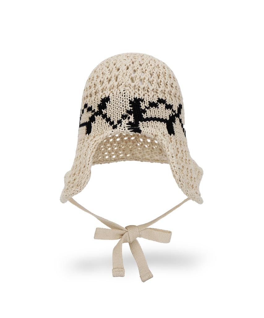 Bajal Va Digital Logo Punching Bonnet Hat Beige