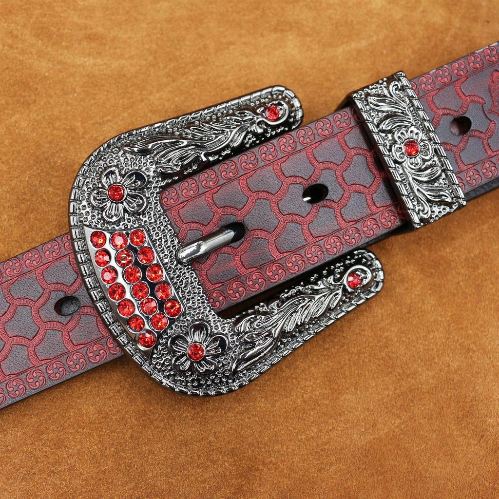 American Retro Embossed Genuine Leather Belt - Handmade Business Casual Men's Trouser Belt