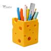 Student Desk Supplies Creative 3D Printed Cheese Pen Holder, Cute Desktop Organizer, Large Capacity Storage Box Multifunctional Ornament for
