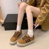 Leather women's fleece thickened thermal cotton shoes lamb wool shoes platform casual sports shoes board shoes
