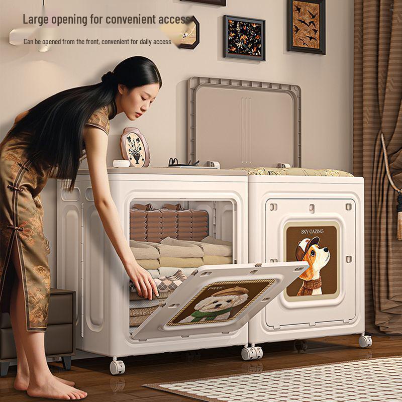 Foldable Flip-Top Clothing Organizer: Super Large Capacity Storage Box for Quilts & Seasonal Clothes