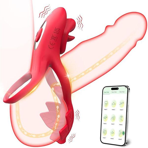 APP Clitoral Testicles Stimulator Vibrating Cock Ring Male Sex Toy Vibrating Penis Ring Vibrator with 9 Vibration Couples Adult Sex Toys for Men Women