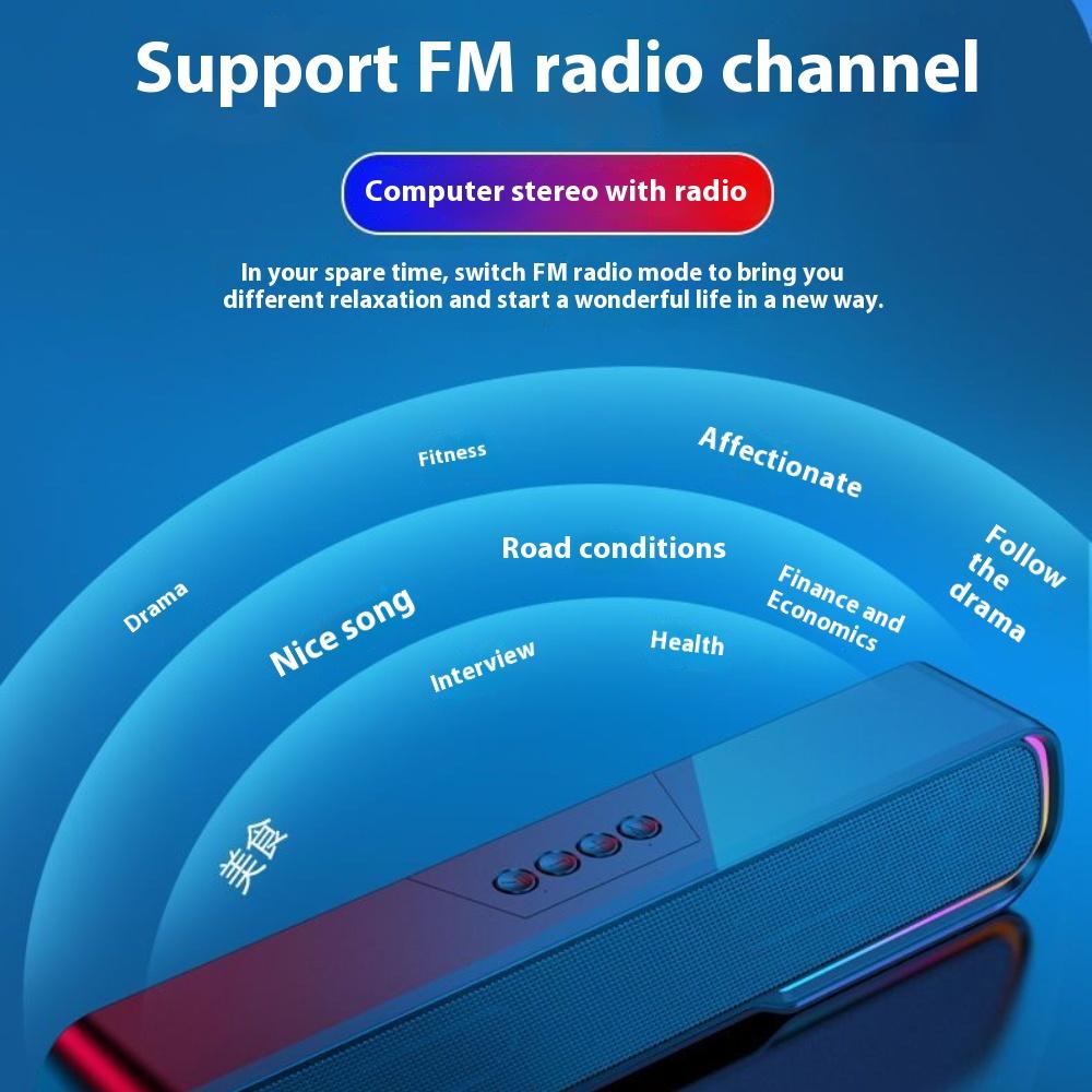 Marquee Luminous Mini Sound Blaster Audio Desktop Strip Portable Subwoofer High Power Bluetooth Speaker