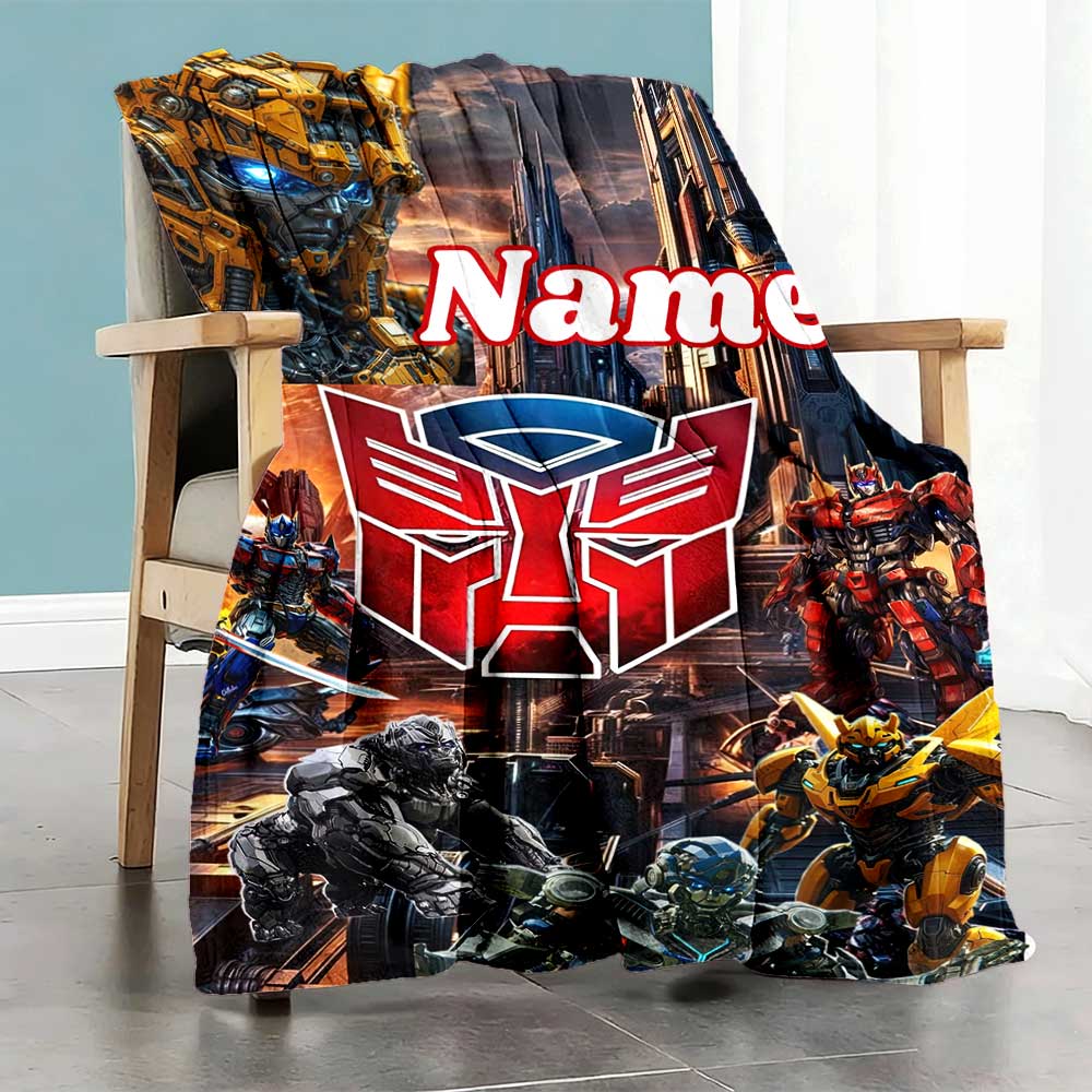 Transformers Fans Customize Text Blanket Cozy Personalized Blanket Ultra-Soft Suitable for Chair Office Office Chair Couch All-Season Use