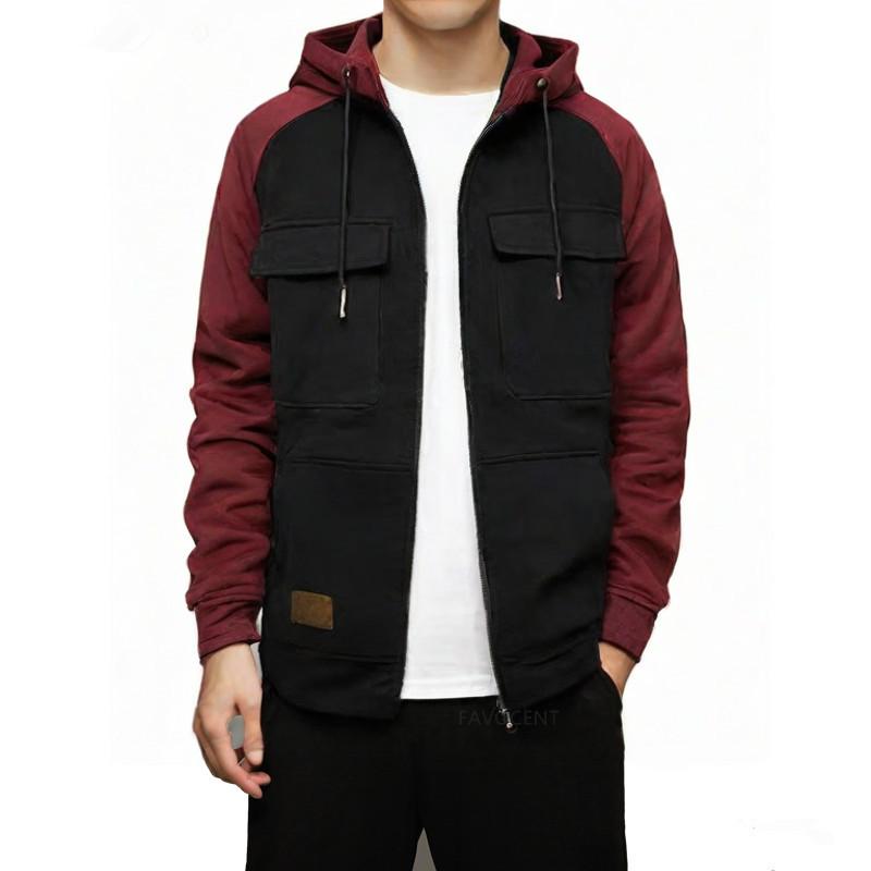 Men's Long Sleeve Hooded Sweatshirt Jackets Casual Thick Hoodies Men Fashion Vintage Hooded Hoodie Outerwear