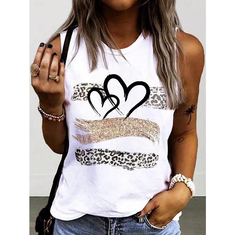 Women s Camisole Tank Top Heart Stylish Casual Sleeveless Crew Neck Regular Tops Daily Print Summer S