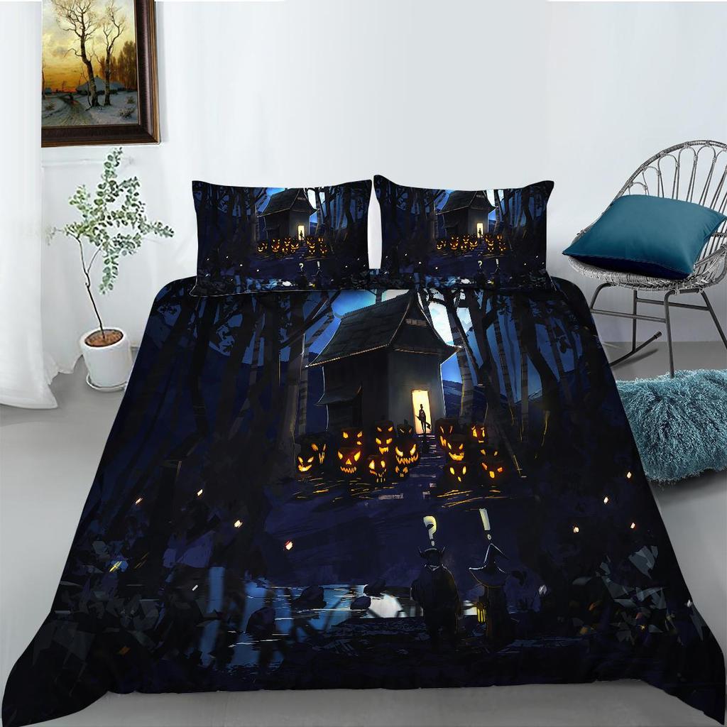Halloween Theme Duvet Cover Luxury Bedding Cover Suit Snow Quilt Cover Boys Girls Single Size Bedding Cover
