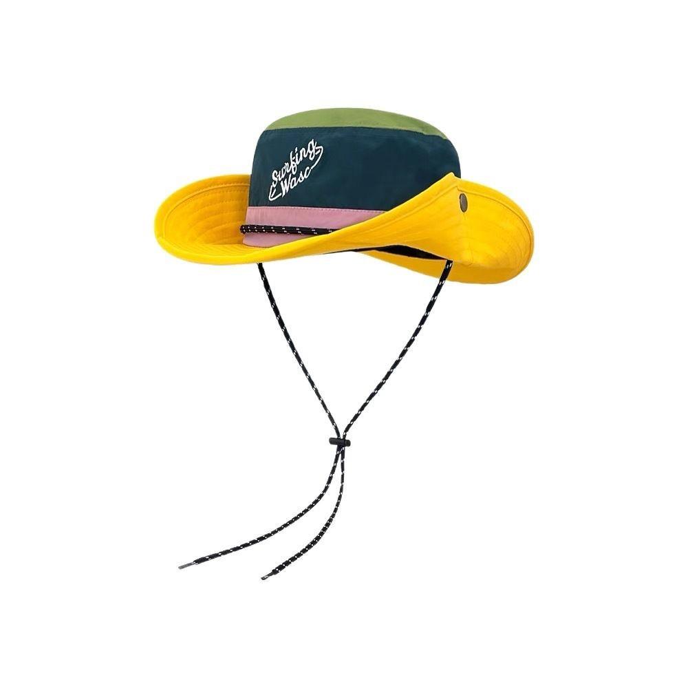 Style Vintage Patchwork Fisherman Hat With Sun Protection For Outdoor Activities