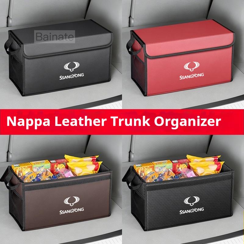 Car Trunk Storage Box, Large capacity Trip Camping Leather Organizer Bag For Ssangyong Rexton Tivoli Musso Kyron Korando Actyon