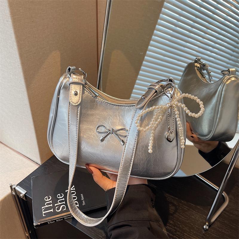 Schultertaschen Schleife Designer Handtaschen Anhänger senden Mode PU Handtaschen Reißverschluss Pendeltasche Achseltasche für Damen