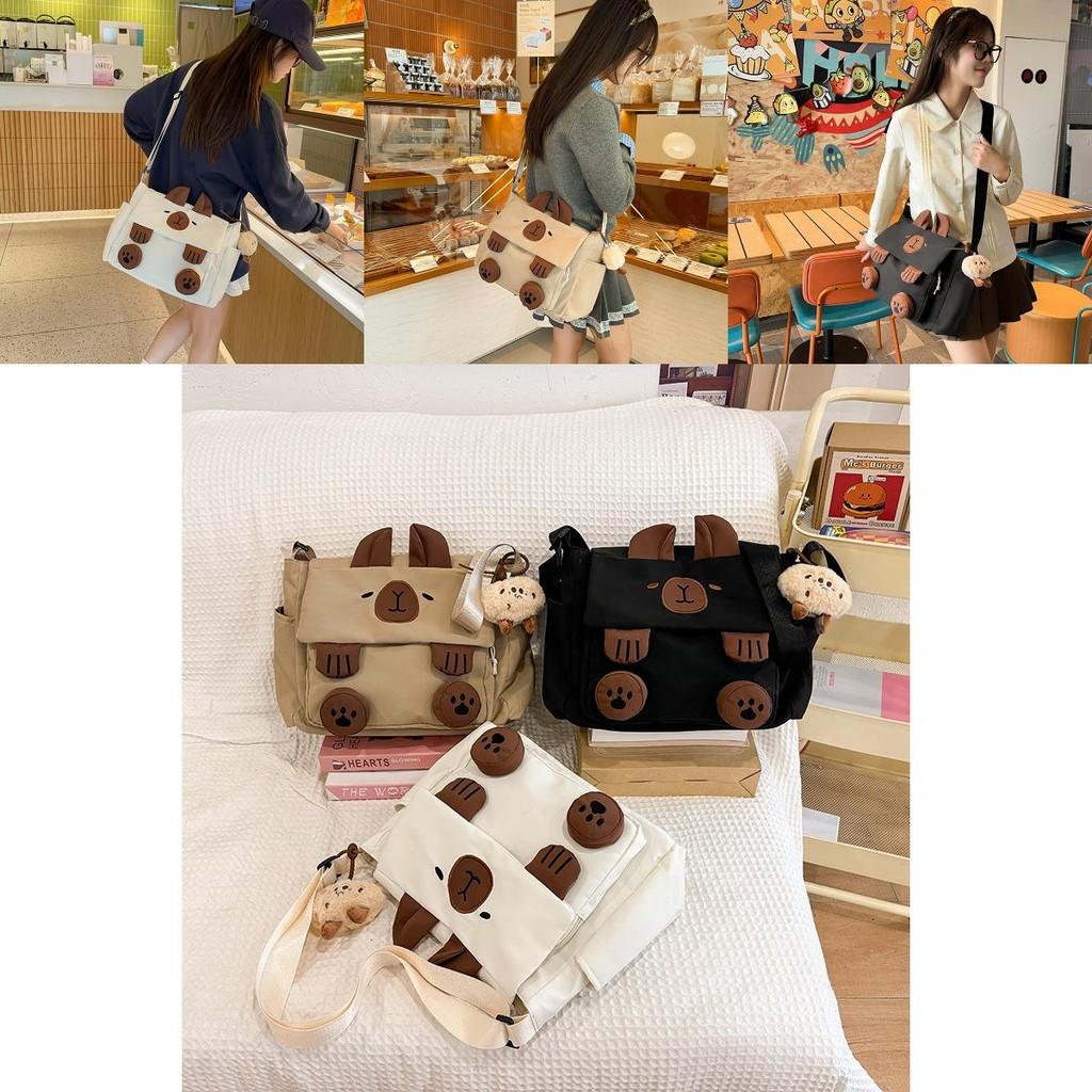 Adorable Cartoon Shoulder Bag For College Students Featuring Cute Capybara Design