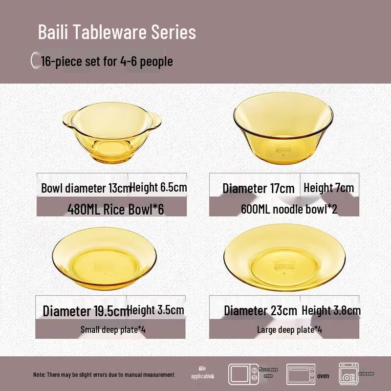 VISIONS Pyrex Heat-Resistant Glass 16-Piece Dinnerware Set