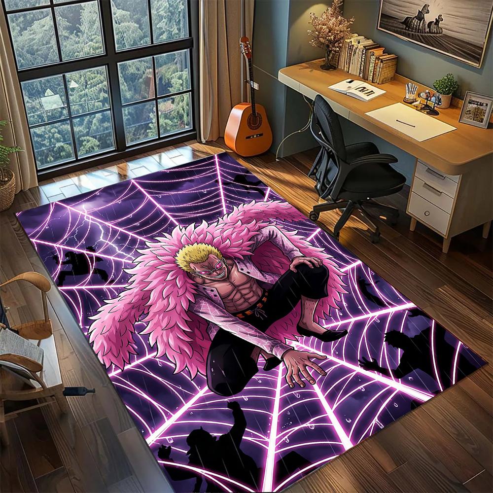 Doflamingo Smile Logo & Sunglasses Rug Carpet Large Area Rug Non Slip Washable Floor Mat Gamer Room Bedroom Home Decor