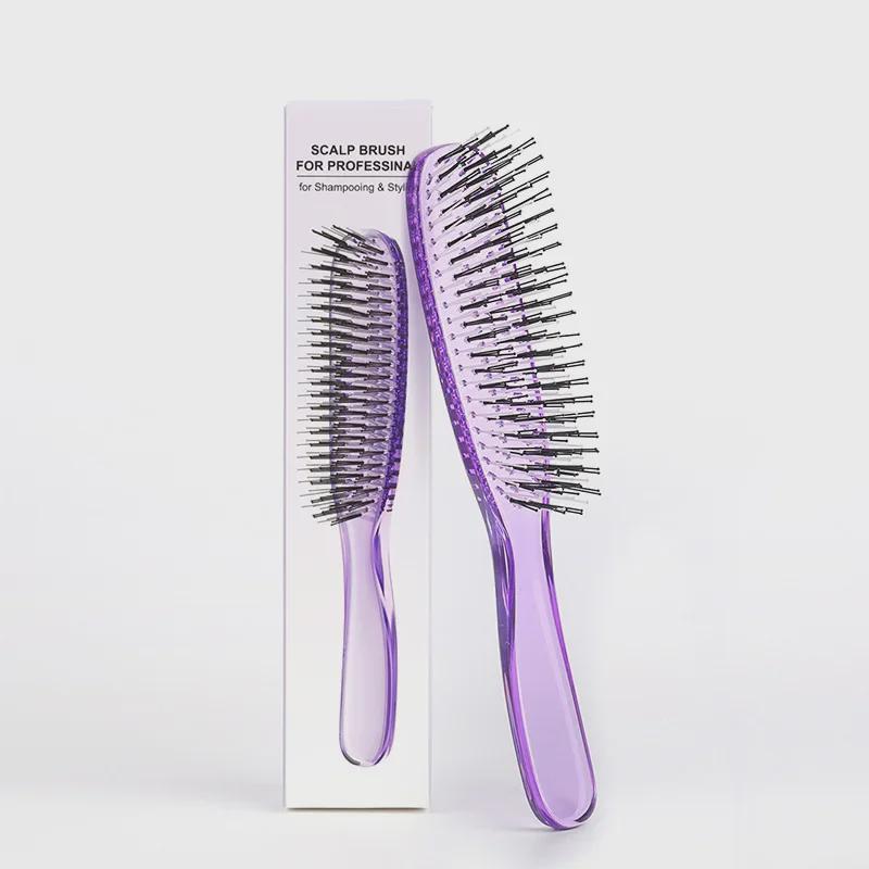 Vrstvený kouzelný hřeben: Duální použití pro mokré/suché, Nadýchaný styling, Uhlazování dlouhých vlasů, Masáž měkkými jehličkami, Přenosný