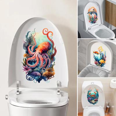 Aufkleber, abnehmbar, selbstklebend, wasserdicht, PVC, Wohnzimmer, Wandkunst, Unterwasserwelt, Badezimmer, Toilettendeckel, Dekoration