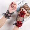Sweet Ruffle Sleeves Girls Rose Wrist Cuffs for Woman Sweater Skirt Decorations Female Lace Wrist Cuffs Supplies