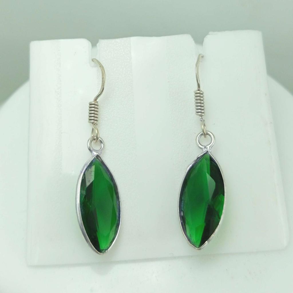 Green Topaz Gemstone 925 Sterling Silver Plated Hook Women's Earrings Jewelry WHE-E57
