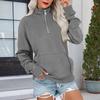 Women's Loose Fit Zip Up Sweatshirt Color Round Neck Long Sleeve Top