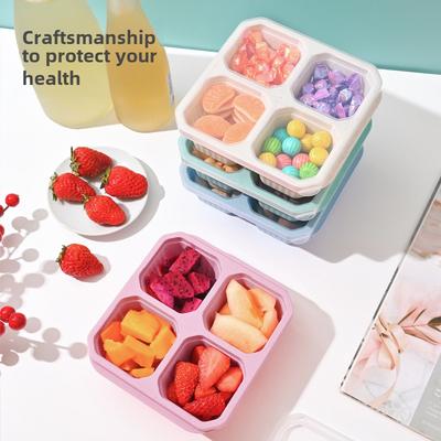 Contenitore per snack diviso in paglia di grano, contenitore per alimenti per frigorifero, organizer sigillato per noci, caramelle, frutta