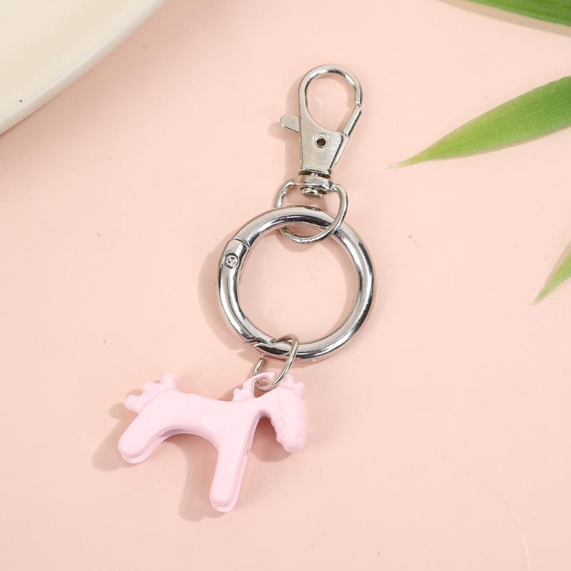 Creative Colorful Pony Keyring Fashion Simple Metal Keychain Backpack Pendant Versatile Key Hanging Decoration Accessories